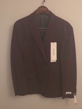 Calvin Klein Burgundy Slim Fit Stretch Blazer Men’s Jacket – New With Tags